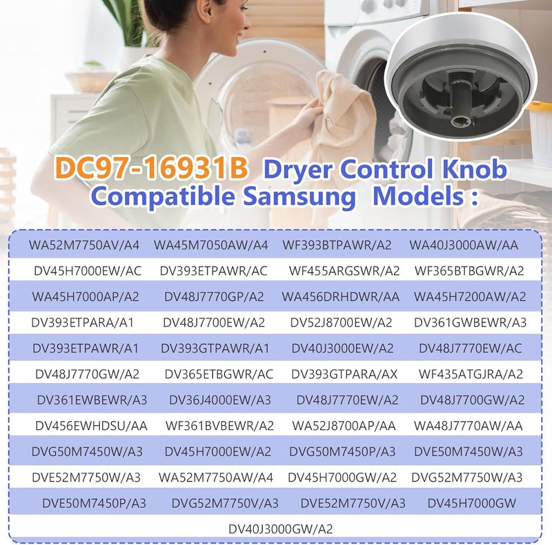 Delixike DC97-16931B DC64-02768A Knob Fits for Samsung Dryer Washer Control Encoder - Image 5