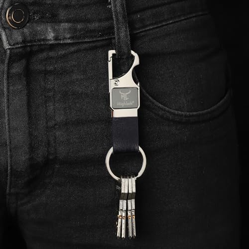 Highlark Heavy Duty Metal Carabiner Keychain Combo (Pack of 3 – 1 Black & 2 Brown) | Premium Leather Strap Belt Clip Key Holder | Secure Spring Lock Key Ring for Men & Women - Image 4