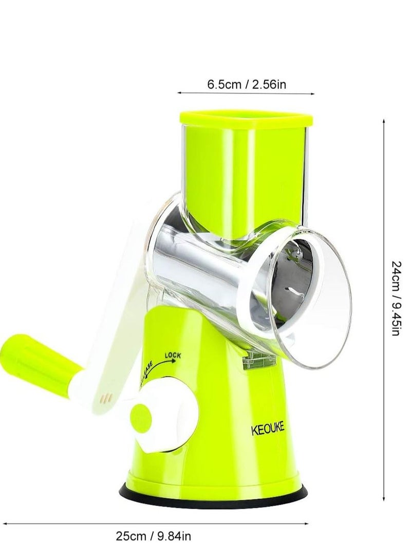 Roman Gifts مبشرة جبن يدوية دوارة - قاطع خضار ومبشرة ومطحنة مكسرات مع مقشرة من الفولاذ المقاوم للصدأ (أخضر) - Image 5