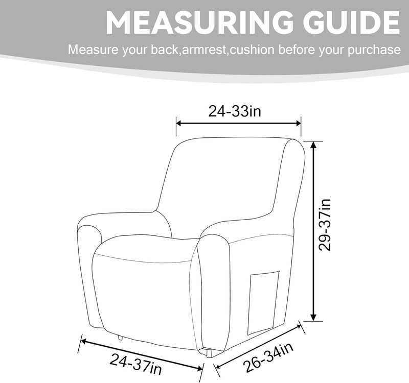 Cupuamon Recliner Chair Covers,Lazy Boy Recliner Covers Stretch Reclining Covers 1 Piece Furniture Protector with Elastic Bottom for Dog,Kids-Silver - Image 2