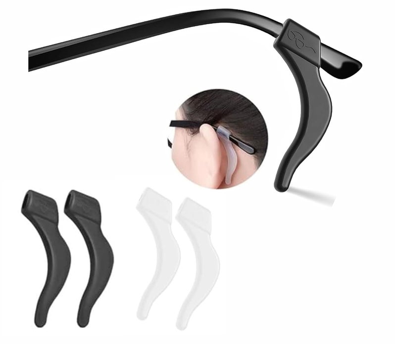 Feora9X FEORA Ear Grips Supporter for Spectacles Hook Temple Tips Retainer Spectacle holder Eye Glasses Spec supporter hooks Anti Slipping Anti-Fall Eye Glass Holder for Eyewear Specs holder Strap - Pairs - Image 1