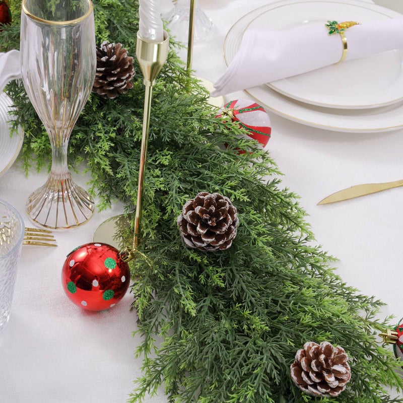 ATLIKE 72''/6ft Real Touch Cedar Garland, 6 ft Realistic Xmas Faux Cypress Garlands for Mantle Indoor Stairs Railing Fireplace Decor, 6ft Cedar Juniper Garland for Christmas Door Decorations - Image 4