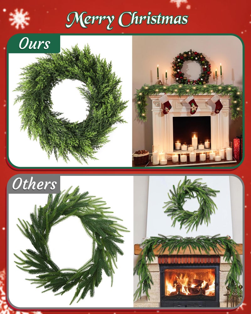 ATLIKE 72''/6ft Real Touch Cedar Garland, 6 ft Realistic Xmas Faux Cypress Garlands for Mantle Indoor Stairs Railing Fireplace Decor, 6ft Cedar Juniper Garland for Christmas Door Decorations - Image 2