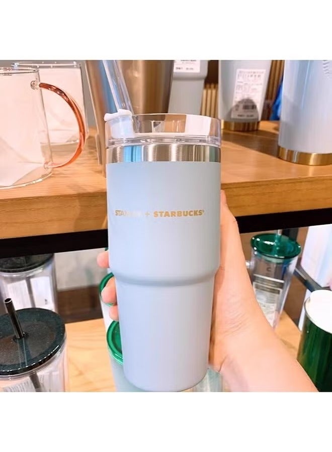 Stanley Insulated mug with straw lid, for water, Iced Tea or Coffee, Juice and Smoothie 20 oz,blue  - Image 2