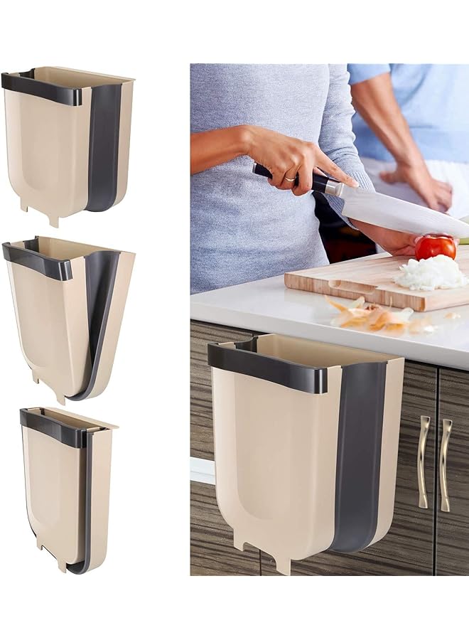 SHOWAY Can/Holder For Kitchen Cabinet Door Bathroom Bedroom Office Car Portable Home & Outdoor SmallCollapsibleFoldable Waste Bin/Garbage Can (23 * 20 * 5Cm)  Assorted  - Image 1