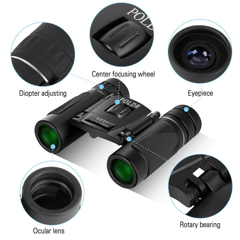 POLDR 8x21 Small Compact Lightweight Binoculars for Adults Kids Bird Watching Traveling Sightseeing.Mini Pocket Folding Binoculars for Concert Theater Opera - Image 3