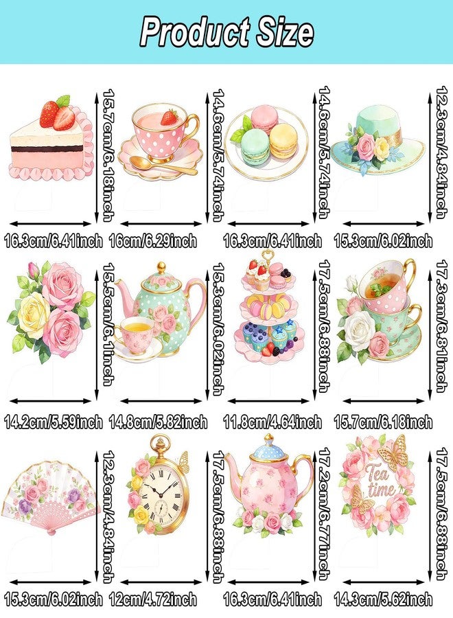 CYUXING 12Pcs Floral Tea Party Decorations - Honeycomb Ball Centerpieces for Tables | Vintage Elegant Teapot, Clock & Fan Designs | Easy Setup Cardboard Decor for Bridal Shower Party Favors - Image 2