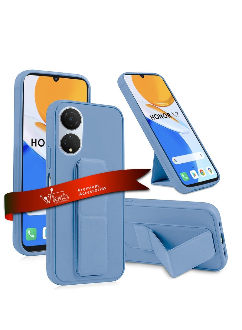 Wtech Hand Grip Foldable Magnetic Kickstand Wrist Strap Finger Grip With Built-In Iron Case Cover For Honor X7 4G 2022 Sky Blue - Image 1