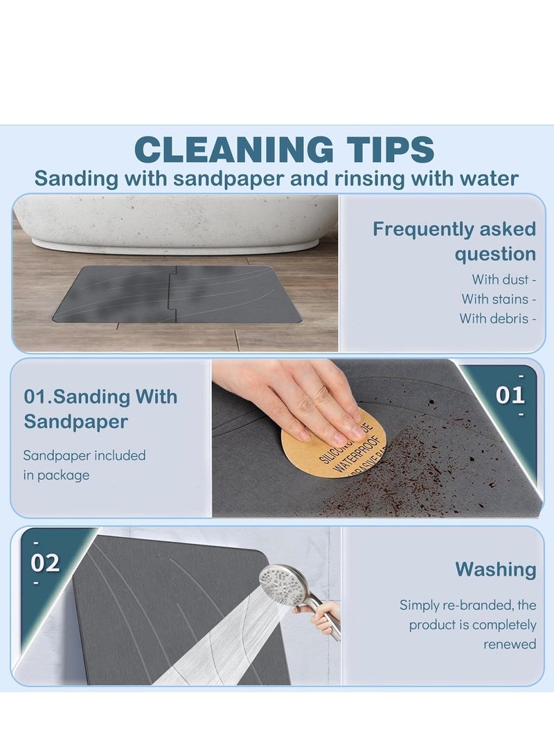 Stone bath mat, diatomaceous earth anti-slip bath mat quick-drying bath mat absorbent bath mat  easy to clean 60*39cm - Image 4