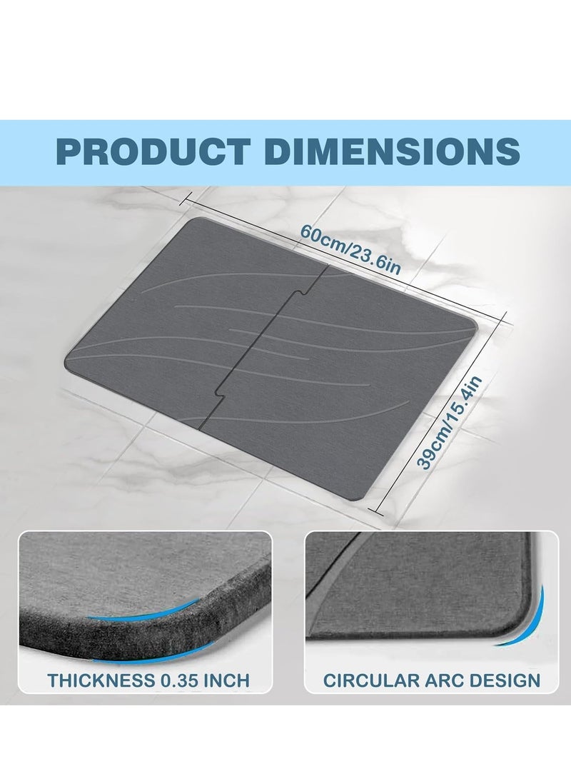 Stone bath mat, diatomaceous earth anti-slip bath mat quick-drying bath mat absorbent bath mat  easy to clean 60*39cm - Image 5