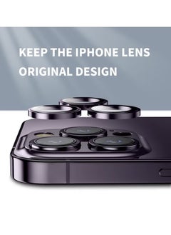 Generic for iPhone 14 Pro/iPhone 14 Pro Max Camera Lens Protector, [Keep Lens Original Design] Anti-Scratch 9H Tempered Glass Camera Cover Screen Protector Metal Ring Accessories - Deep Purple  - Image 4