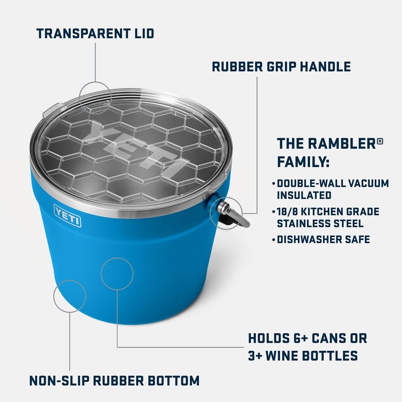 YETI YETI Rambler Beverage Bucket, Double-Wall Vacuum Insulated Ice Bucket with Lid, Big Wave Blue  - Image 2