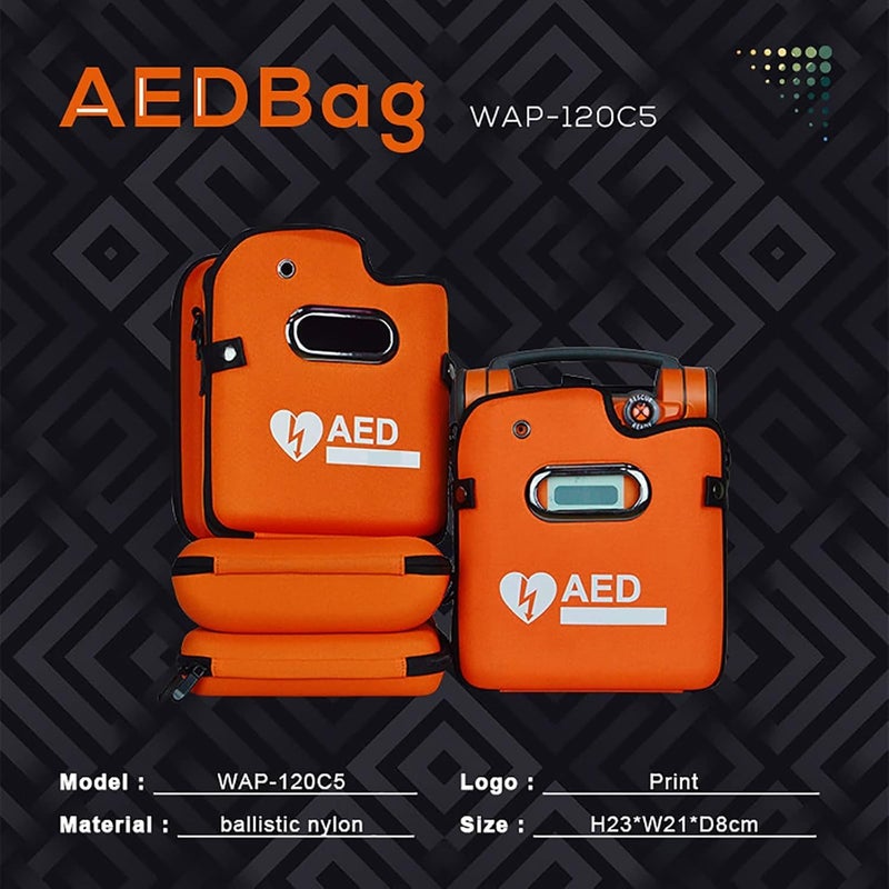 AED Defibrillator Storage Bag, Portable AED Storage Bag for AED120P Series, Emergency Instrument Container with Adjustable Shoulder Straps, Eye-catching Color, for Office, Dorm, Outdoor - Image 4