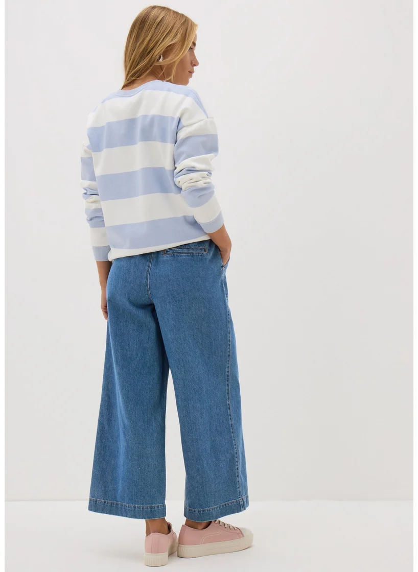 Matalan Blue Mid Wash Cropped Wide Leg Jeans