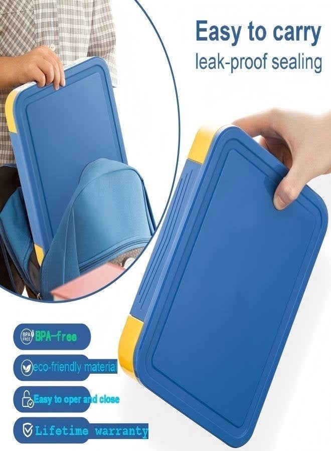 6-compartment bento box (1330 ml) featuring a leak-proof design and an included sauce container; made from BPA-free PP material, it is microwave and dishwasher safe—ideal for school, picnics, and travel. - Image 4