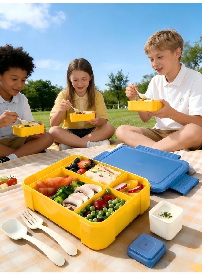 6-compartment bento box (1330 ml) featuring a leak-proof design and an included sauce container; made from BPA-free PP material, it is microwave and dishwasher safe—ideal for school, picnics, and travel. - Image 5