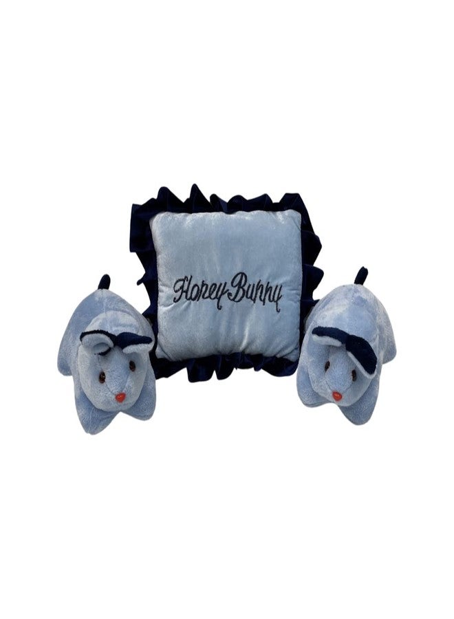 PINKS & BLUES Full Sleeping 5 Piece Baby Bedding Set with 2 Rabbit Shape Side Pillows (0-30 Months) (Sky Navy) - Image 2