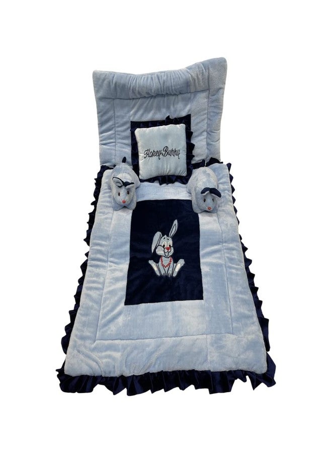 PINKS & BLUES Full Sleeping 5 Piece Baby Bedding Set with 2 Rabbit Shape Side Pillows (0-30 Months) (Sky Navy) - Image 1