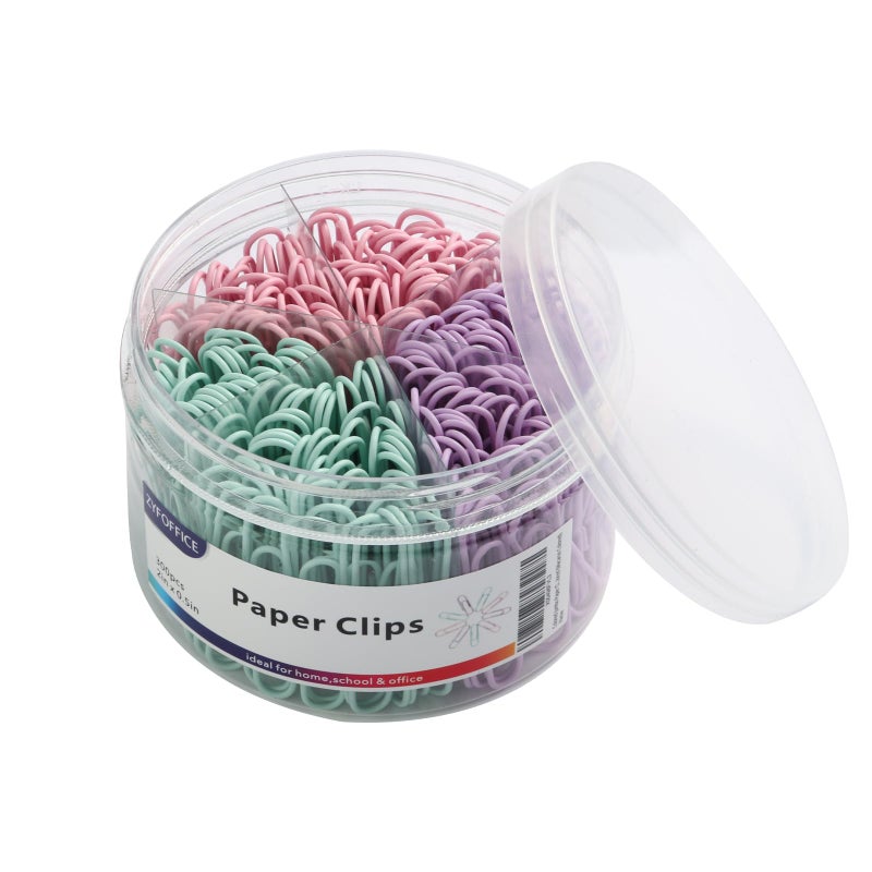 ZYFOFFICE Pastel Jumbo Paper Clips, 300pcs 2 Inch (50 mm) Paper Clip Paperclips Soft Color Clips for Paperwork Ideal for Home, School and Office Use (Pastel, 2 Inch) - Image 1