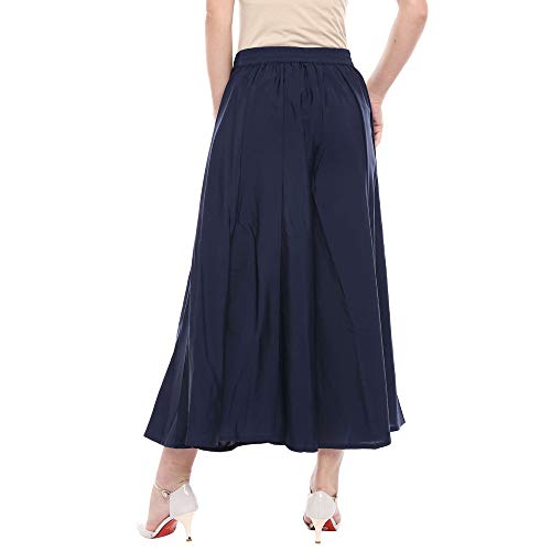 Aurelia Womens Solid Flared Palazzo Pants (Navy_Small) - Image 2
