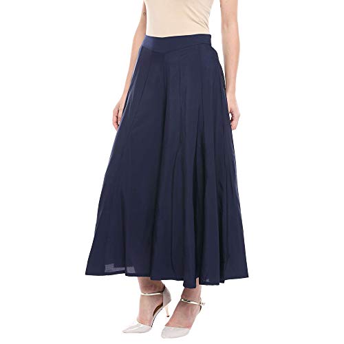 Aurelia Womens Solid Flared Palazzo Pants (Navy_Small) - Image 3