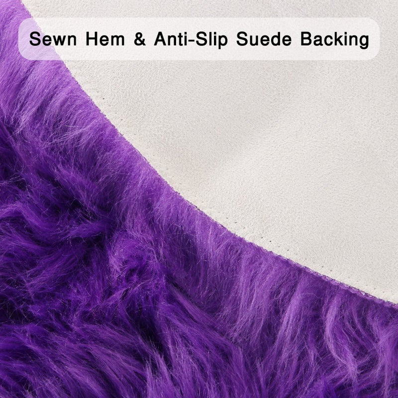 duduta Purple Faux Sheepskin Runner Rugs 2x6 ft, Fluffy Fur Sofa Couch Covers Shag Rug for Bedroom Living Room Hallway Home Decor Non Slip - Image 2