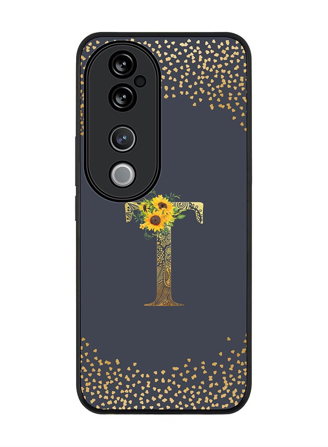 Stylizedd For vivo V40 5G /vivo V40 Pro Case,Slim fit Camera Protection, Shockproof Thin Phone cover - Custom Floral Monogram - T (Grey ) - Image 1