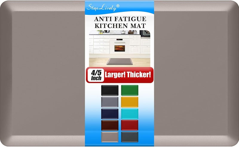 StepLively 4/5 Inch Thick Kitchen Mat - Cushioned Anti Fatigue Mats for Kitchen Floor - Easy to Clean, Waterproof, Non-Slip Kitchen Rug for Sink, Office, Kitchen (22''x36'' Khaki) - Image 1