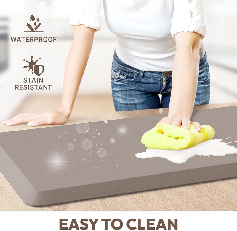StepLively 4/5 Inch Thick Kitchen Mat - Cushioned Anti Fatigue Mats for Kitchen Floor - Easy to Clean, Waterproof, Non-Slip Kitchen Rug for Sink, Office, Kitchen (22''x36'' Khaki) - Image 3
