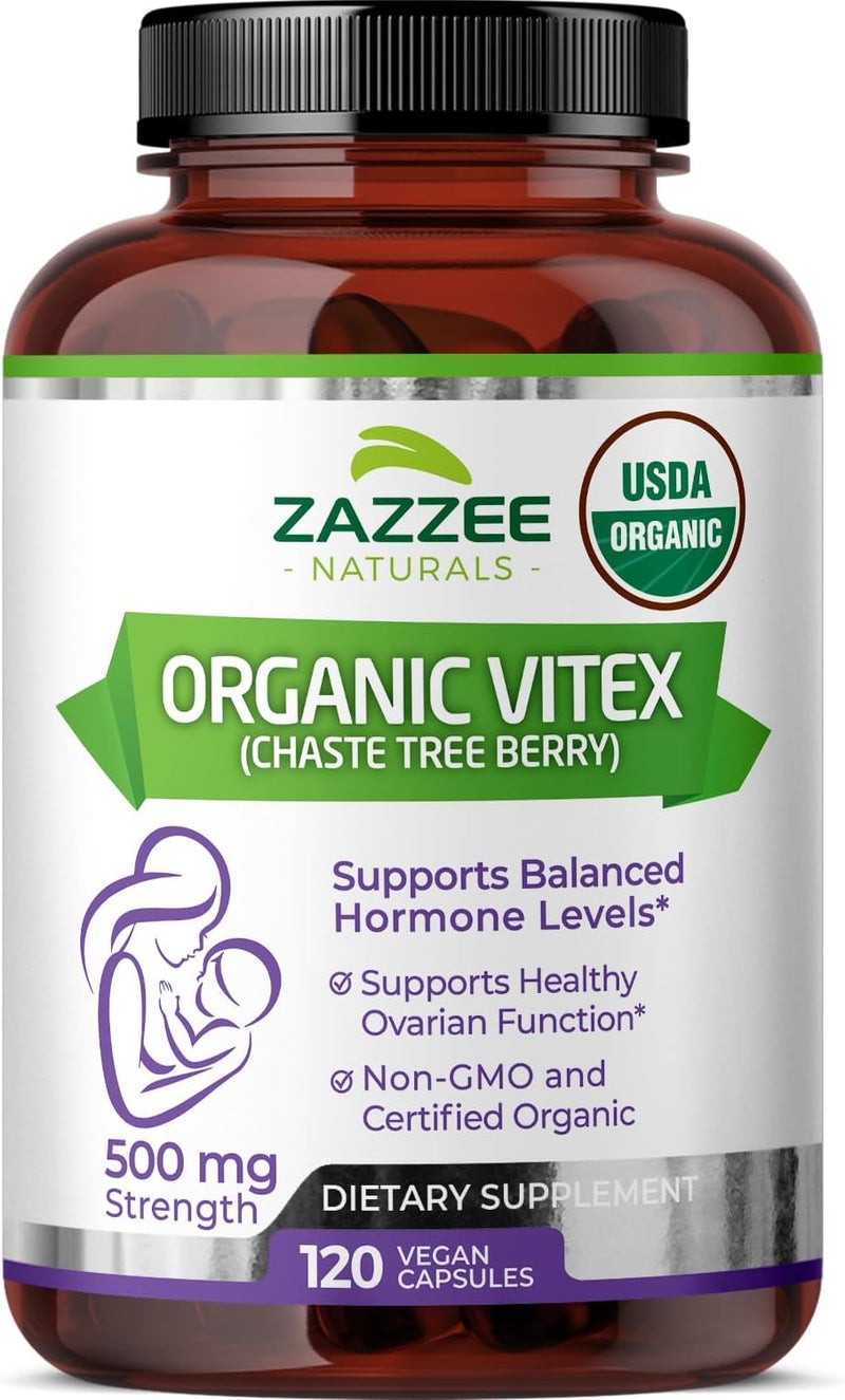 Zazzee Organic Vitex 500 mg Capsules for Women - Image 1
