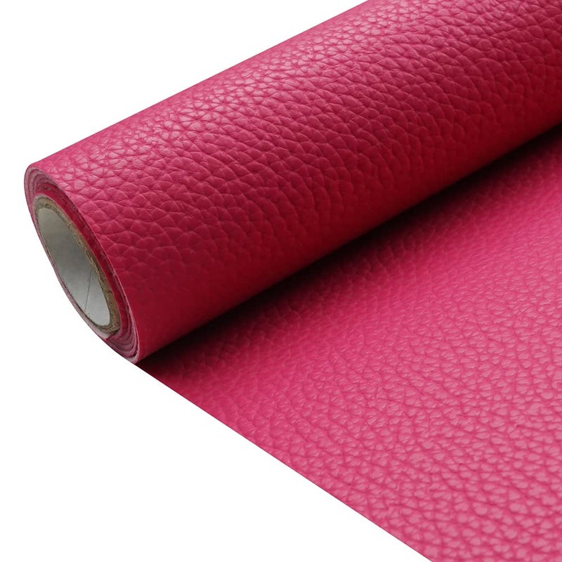Litchi Dark Rose Red Litchi Texture PU Fabric Leather 118x5314 Inch30x135 CM 113mm Thick Faux Synthetic Leather Material for Upholstery Crafts DIY Sewings Sofa Handbag Earrings Hair Bows - Image 3