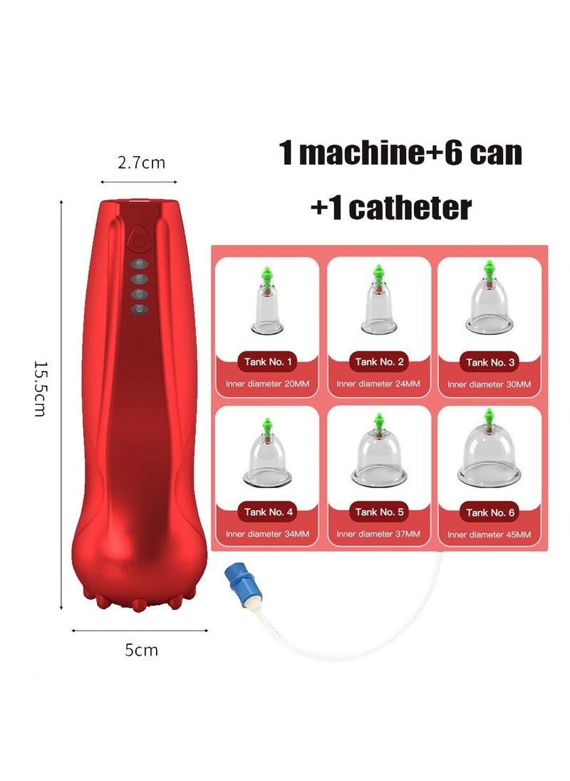 Generic - Dynamic Smart Cupping Therapy Kit, Cellulite Massage Tool 3 in 1 Removal Cellulite Massage Tool with 4 Suction Grade Grade with 6 Cups (Red) - Image 1