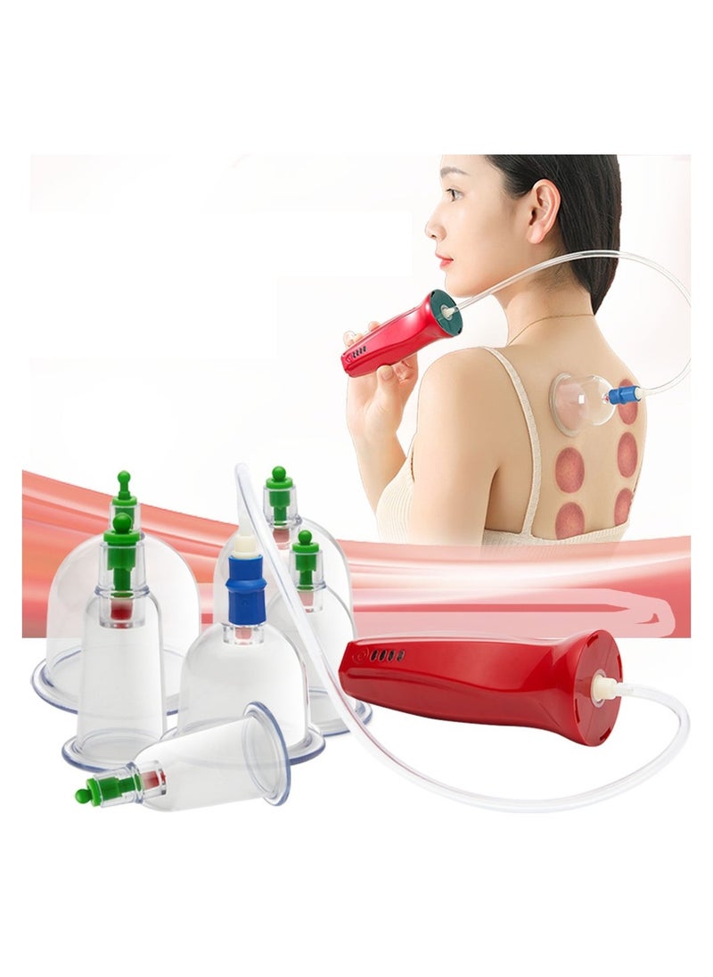 Generic - Dynamic Smart Cupping Therapy Kit, Cellulite Massage Tool 3 in 1 Removal Cellulite Massage Tool with 4 Suction Grade Grade with 6 Cups (Red) - Image 1