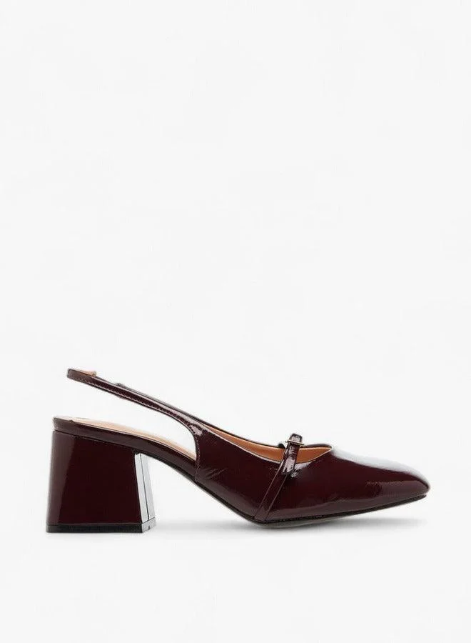 Celeste Women's Solid Slingback Slip-On Shoes with Block Heels