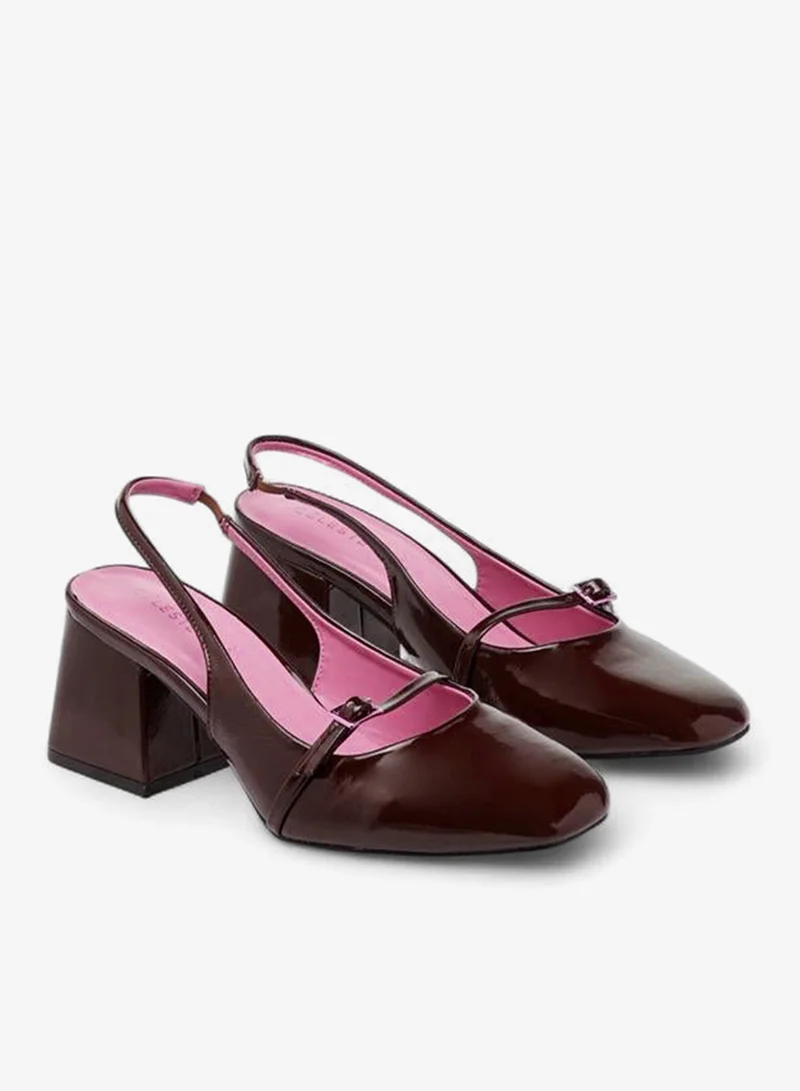 Celeste Women'S Solid Slingback Shoes With Block Heels