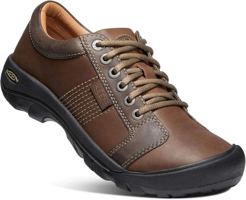 KEEN Men's Austin Low Leather Oxfords in Chocolate Brown - Image 3