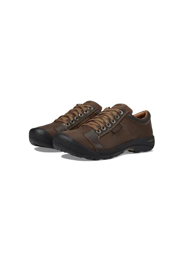 KEEN Men's Austin Low Leather Oxfords in Chocolate Brown - Image 4
