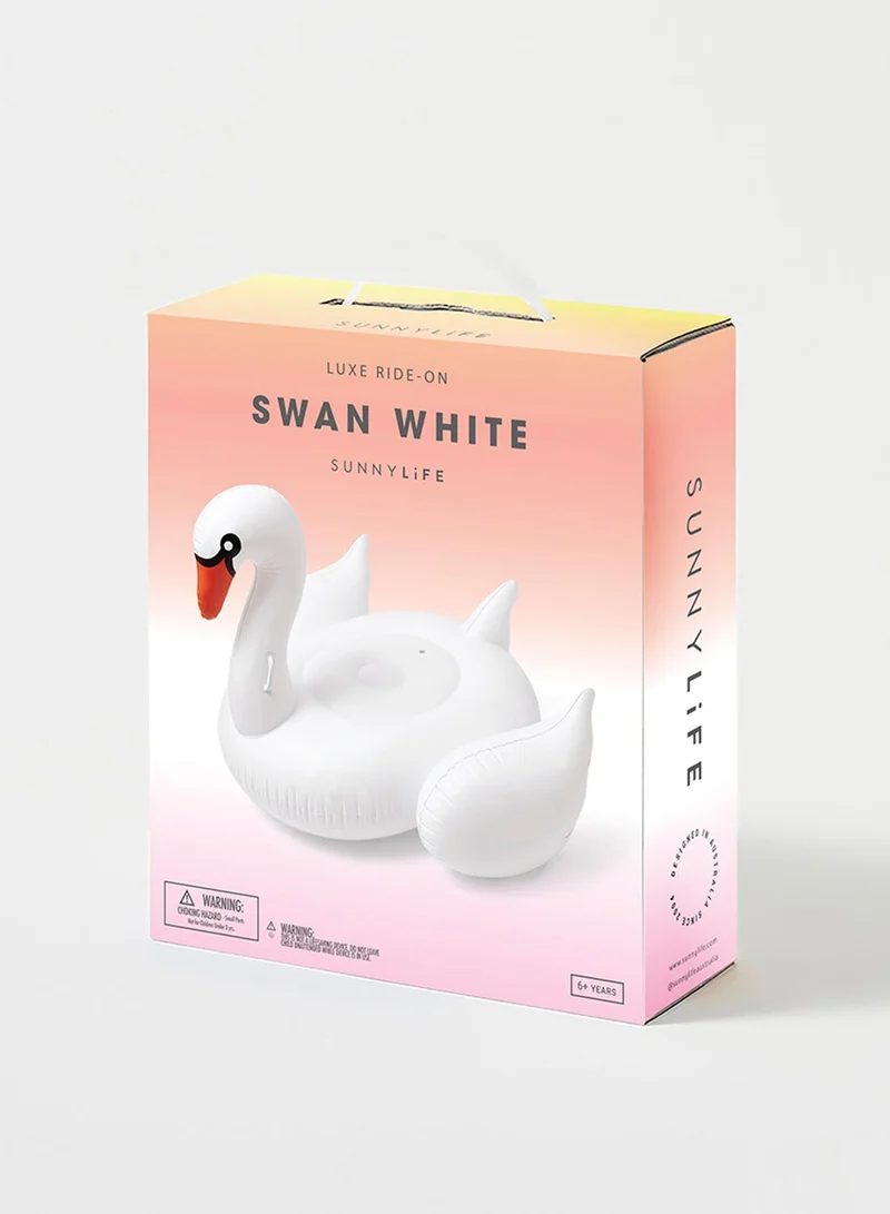 SUNNY LIFE Luxe White Swan Inflatable Pool Float