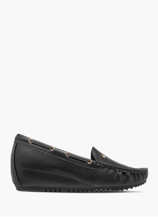 Flora Bella By Shoexpress Women Solid Slip-On Wedge Heel Loafers  - Image 3