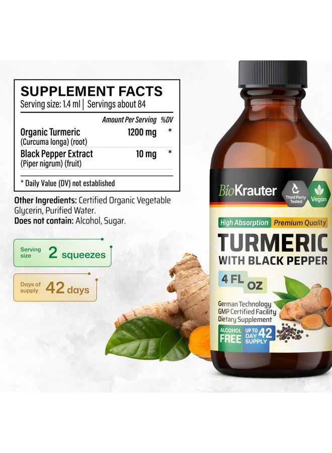 MAUWE HERBS Turmeric Supplement Tincture - 1200 mg Turmeric Curcumin with Black Pepper Extract - Alcohol and Sugar Free - Vegan Drops 4 Fl.Oz. - Image 3