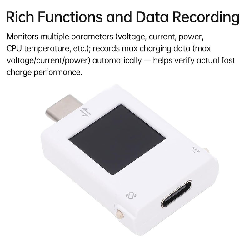 تصميم خليجي عملي شائع اختبار الشحن السريع متعدد البروتوكولات من Eujgoov، مقياس التيار والجهد USB C بقدرة 600 واط للشواحن والهواتف وأجهزة الكمبيوتر المحمولة (B10 أبيض) جودة موثوقة عامة مواد مصقولة صلبة - Image 5