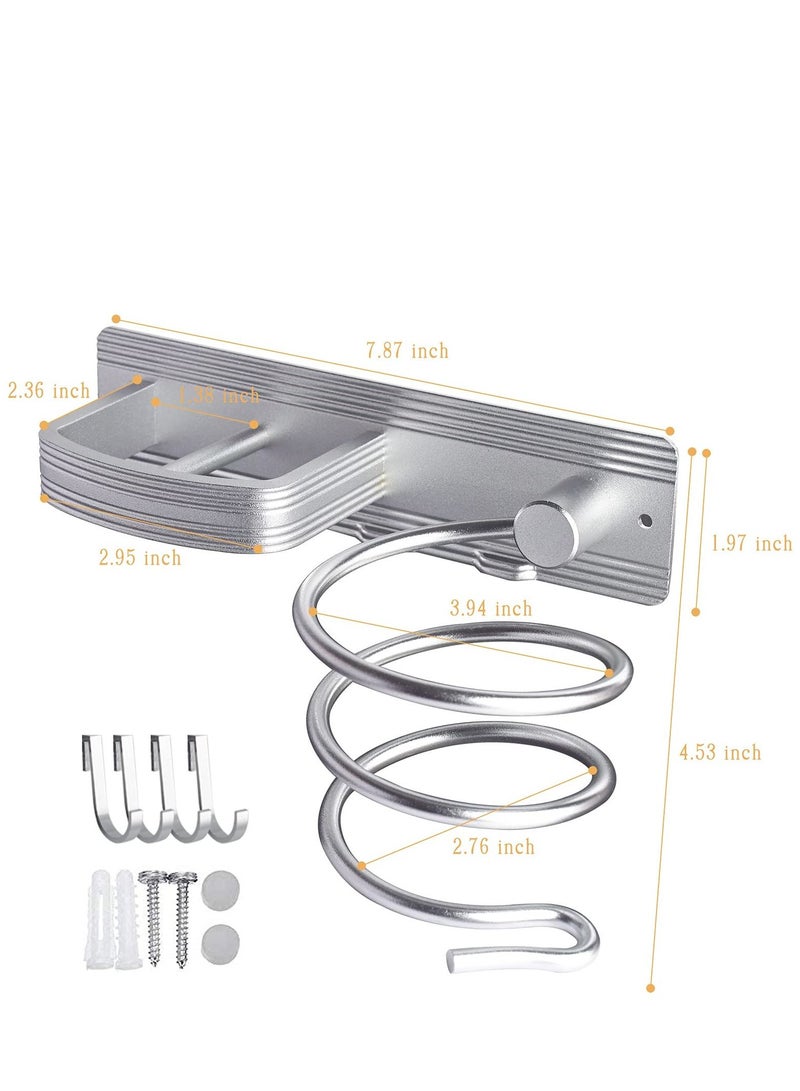 Y&D Hair Dryer Bracket Wall-Mounted Curling Flat Iron Tool Organizer Save Space and Easy to Install (Silver) - Image 4