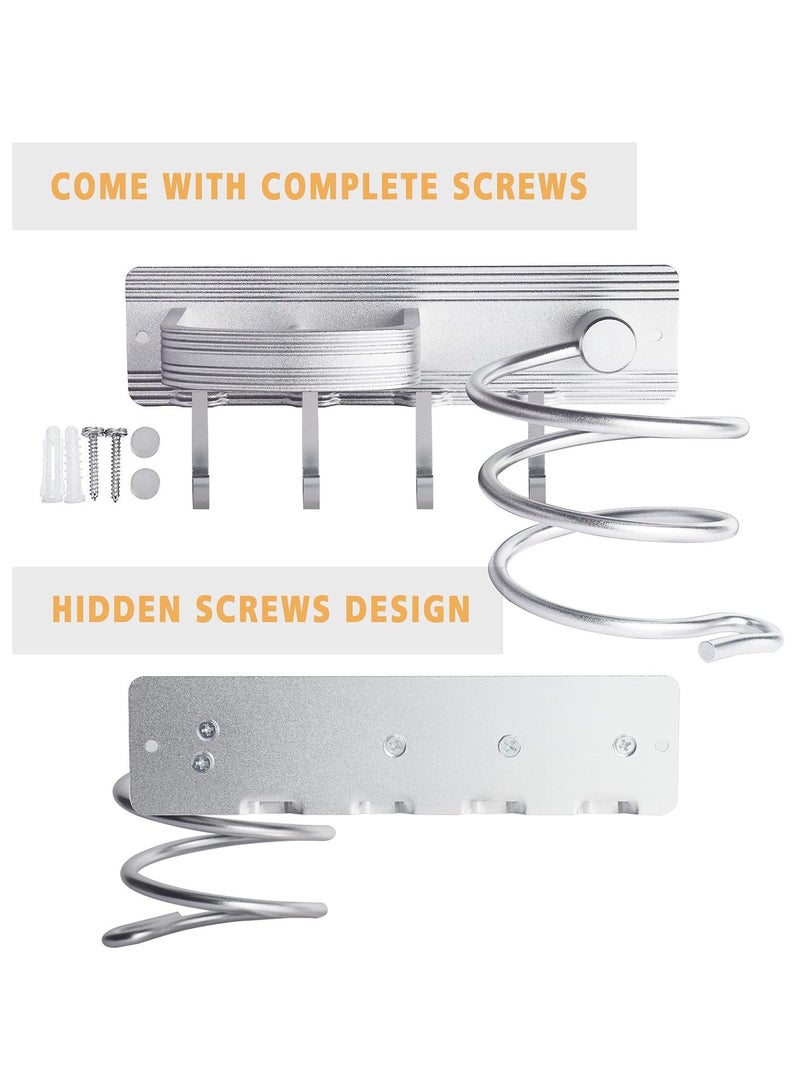 Y&D Hair Dryer Bracket Wall-Mounted Curling Flat Iron Tool Organizer Save Space and Easy to Install (Silver) - Image 3