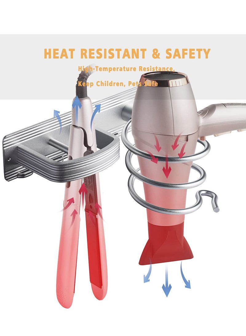 Y&D Hair Dryer Bracket Wall-Mounted Curling Flat Iron Tool Organizer Save Space and Easy to Install (Silver) - Image 5