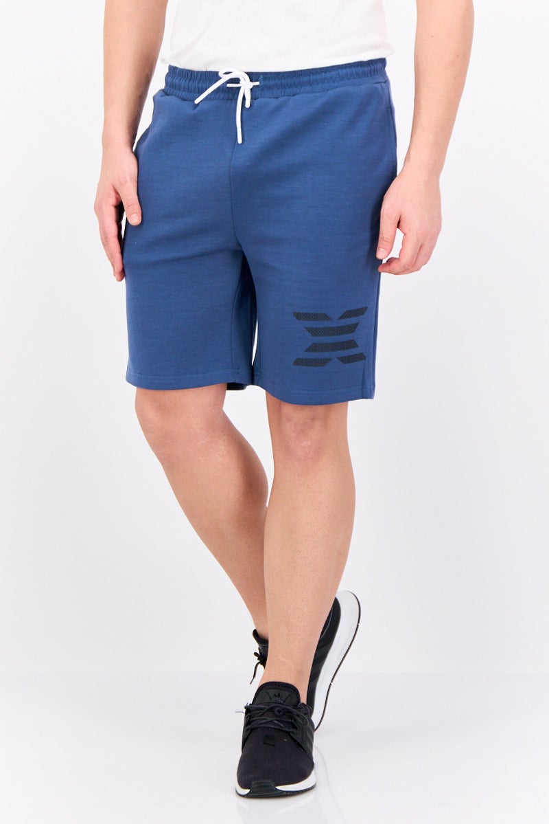 RBX شورتات تدريب رياضية للرجال بشعار العلامة التجارية، أزرق - Image 1