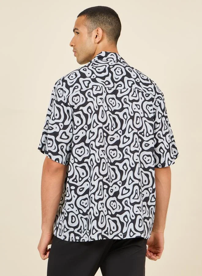 ستايلي Rayon Resort Collar Relaxed Fit Printed Shirt