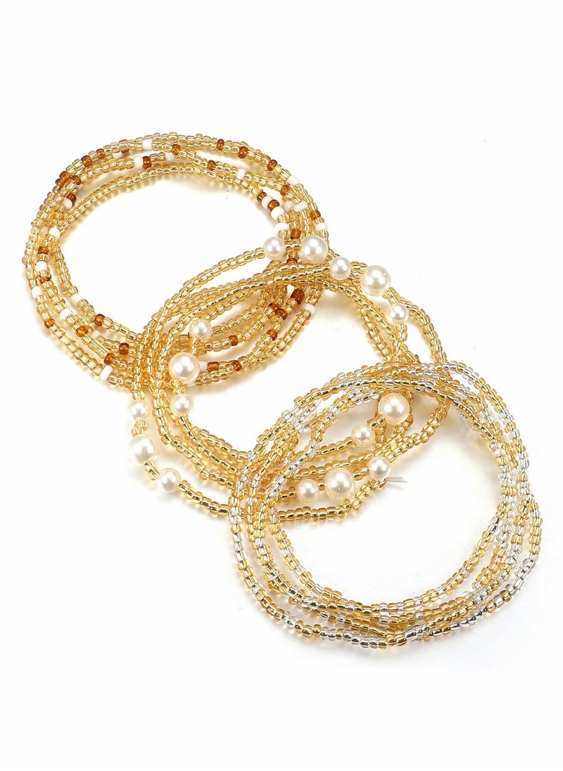 SYOSI SYOSI Waist Beads for Women Belly Chain Adjustable Boho Multilayer Waist Chain African Waist Beads Plus Size Bikini Jewelry 3pcs  - Image 1