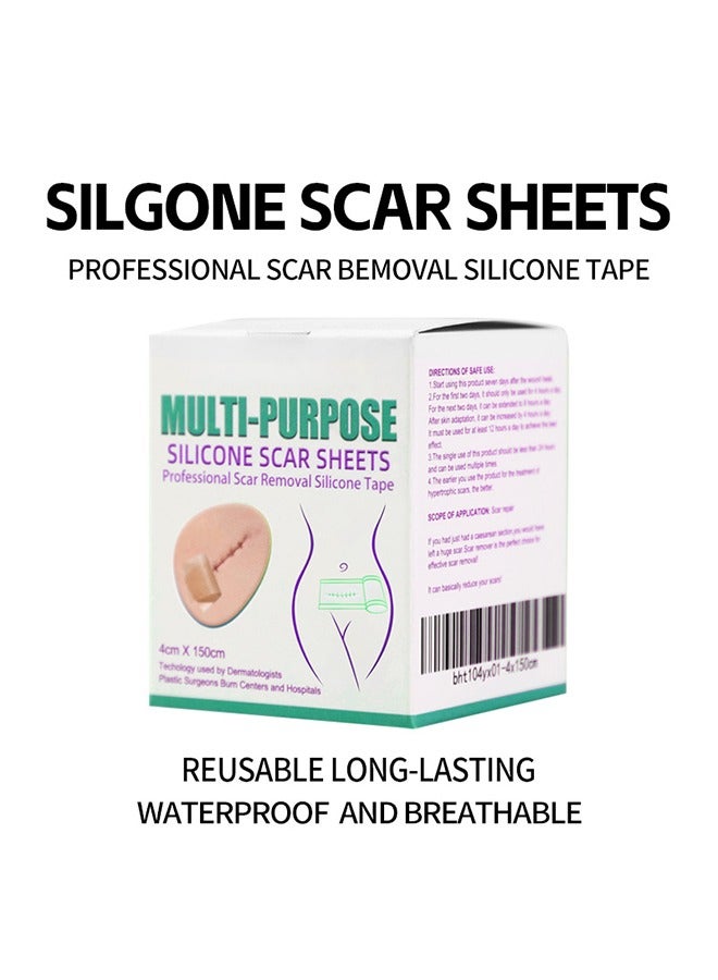Generic Silicone Scar Patch, Fade Scar Sticker, Efficient Beauty Scars Removal Cesarean Section Burn Scars Left Behind Gel Painless Tape Roll (4cm * 1.5m)  - Image 5