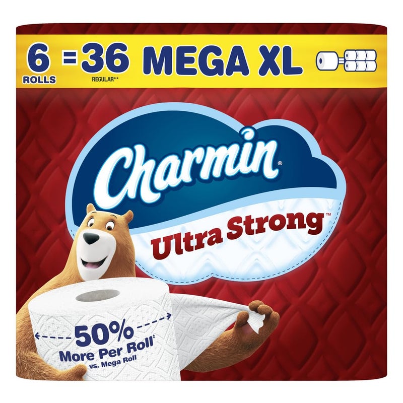 Charmin Ultra Strong Toilet Paper 6 Mega XL Rolls 330 Sheets Per Roll - Image 2