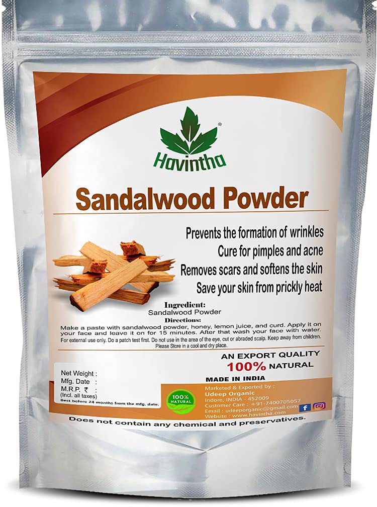Havintha Natural Face Pack for Healthy and Glowing Skin Combo Pack of Multani Mitti, Sandal Wood, Orange Peel, Rose Petal, Amba Haldi Powder (Each 50gm) - Image 3